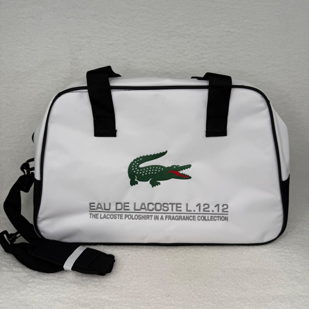Lacoste Parfums White Black Duffel Bag Eau de Lacoste L.12.12 Fragrance Promo